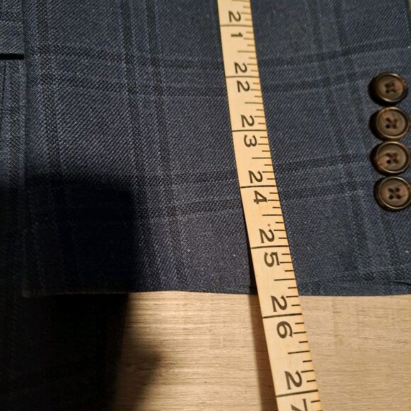 Ralph Ralph Lauren Size 48R Silk Wool Blend Blazer 2 Button Blue Plaid - Picture 14 of 16